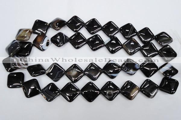 CAG2936 15.5 inches 18*18mm diamond black line agate beads