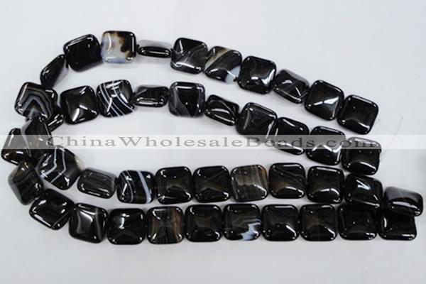 CAG2946 15.5 inches 18*18mm square black line agate beads