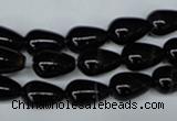 CAG2962 15.5 inches 8*12mm teardrop black line agate beads