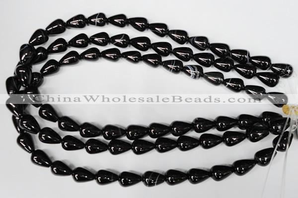CAG2963 15.5 inches 10*14mm teardrop black line agate beads