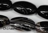 CAG2970 15.5 inches 15*30mm rice black line agate beads