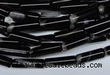 CAG2974 15.5 inches 4*14mm tube black line agate beads