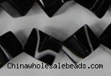 CAG2979 15.5 inches 12*12mm cube black line agate beads