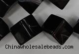 CAG2980 15.5 inches 14*14mm cube black line agate beads