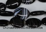 CAG3003 15.5 inches 13*18mm oval black line agate beads