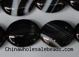 CAG3005 15.5 inches 18*22mm oval black line agate beads