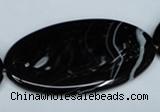 CAG3011 15.5 inches 25*50mm oval black line agate beads