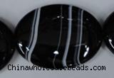 CAG3012 15.5 inches 30*40mm oval black line agate beads