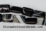 CAG3021 15.5 inches 10*14mm rectangle black line agate beads