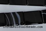 CAG3029 15.5 inches 15*20mm rectangle black line agate beads
