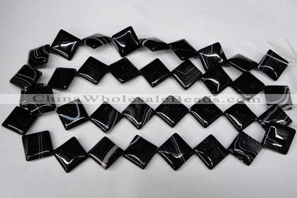 CAG3045 15.5 inches 18*18mm diamond black line agate beads