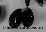 CAG3109 Top-drilled 18*25mm faceted flat teardrop black line agate beads