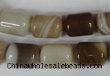 CAG3123 15.5 inches 12*16mm column brown line agate beads