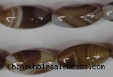 CAG3126 15.5 inches 12*25mm rice brown line agate beads