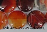 CAG3187 15.5 inches 22mm flat round red line agate beads