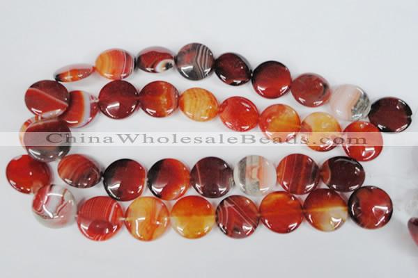 CAG3187 15.5 inches 22mm flat round red line agate beads
