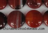 CAG3190 15.5 inches 20mm flat round red line agate beads