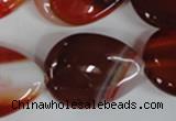 CAG3217 15.5 inches 22*30mm flat teardrop red line agate beads