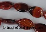 CAG3223 15.5 inches 13*18mm flat teardrop red line agate beads