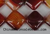 CAG3234 15.5 inches 16*16mm diamond red line agate beads