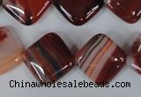 CAG3240 15.5 inches 16*16mm diamond red line agate beads