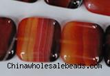 CAG3250 15.5 inches 22*22mm square red line agate beads