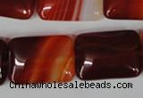 CAG3256 15.5 inches 18*25mm rectangle red line agate beads