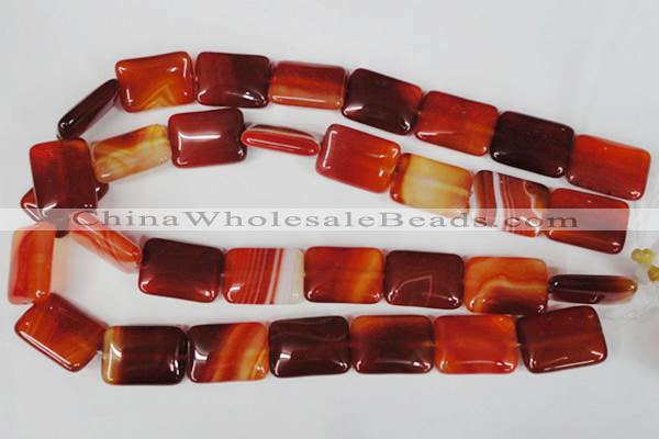 CAG3256 15.5 inches 18*25mm rectangle red line agate beads