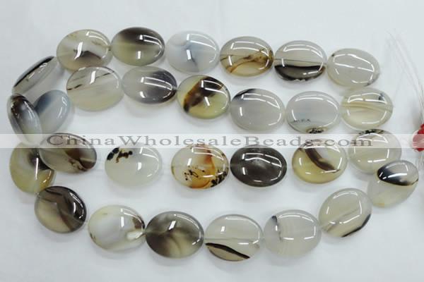 CAG3326 15.5 inches 20*30mm oval natural grey agate beads