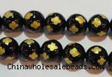 CAG3362 15.5 inches 8mm carved round black agate beads wholesale