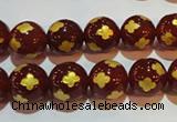 CAG3395 15.5 inches 10mm carved round red agate beads wholesale