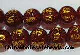 CAG3403 15.5 inches 12mm carved round red agate beads wholesale
