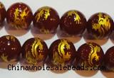 CAG3411 15.5 inches 14mm carved round red agate beads wholesale