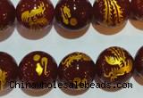CAG3418 15.5 inches 18mm carved round red agate beads wholesale