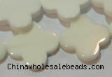 CAG3429 15.5 inches 25*25mm flower white agate gemstone beads