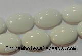 CAG3432 15.5 inches 13*18mm oval white agate gemstone beads