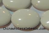 CAG3435 15.5 inches 22*30mm oval white agate gemstone beads