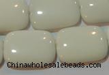 CAG3441 15.5 inches 18*25mm rectangle white agate gemstone beads