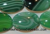 CAG3465 15.5 inches 22*30mm oval green line agate beads