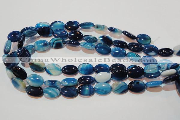 CAG3480 15.5 inches 13*18mm oval blue line agate beads