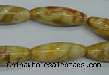 CAG3633 15.5 inches 10*30mm rice yellow crazy lace agate beads