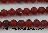 CAG3661 15.5 inches 8mm carved round matte red agate beads