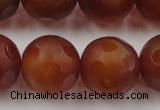 CAG3667 15.5 inches 20mm carved round matte red agate beads