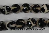 CAG3842 15.5 inches 10mm faceted round tibetan agate beads wholesale