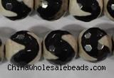 CAG3845 15.5 inches 16mm faceted round tibetan agate beads wholesale