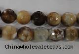 CAG3863 15.5 inches 10mm faceted round fire crackle agate beads