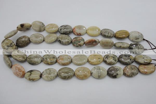 CAG3903 15.5 inches 15*20mm oval chrysanthemum agate beads