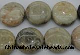 CAG3907 15.5 inches 18mm flat round chrysanthemum agate beads