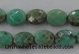 CAG3930 15.5 inches 8*10mm faceted oval green grass agate beads