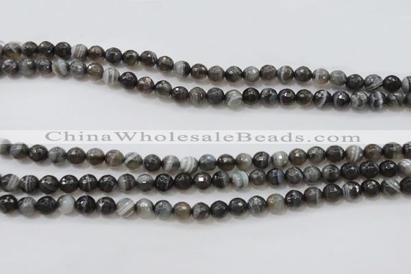 CAG3951 15.5 inches 6mm faceted round grey botswana agate beads